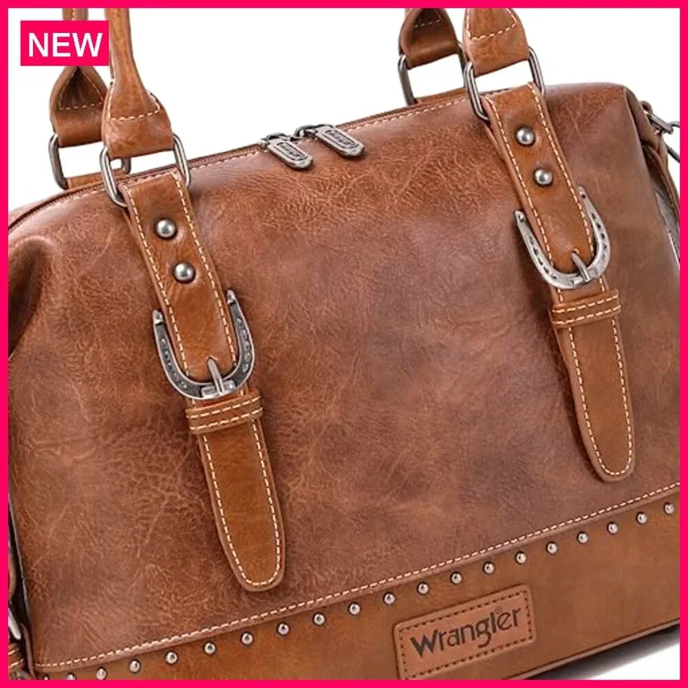 Western Barrel Satchel Purse with Detachable Strap, Lightweight Spacious Handbag - Picture 3 of 8